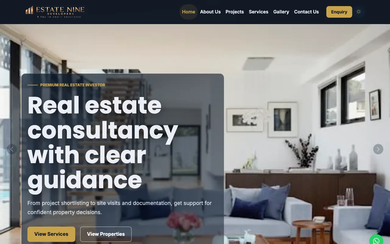 Estate Nine homepage screenshot
