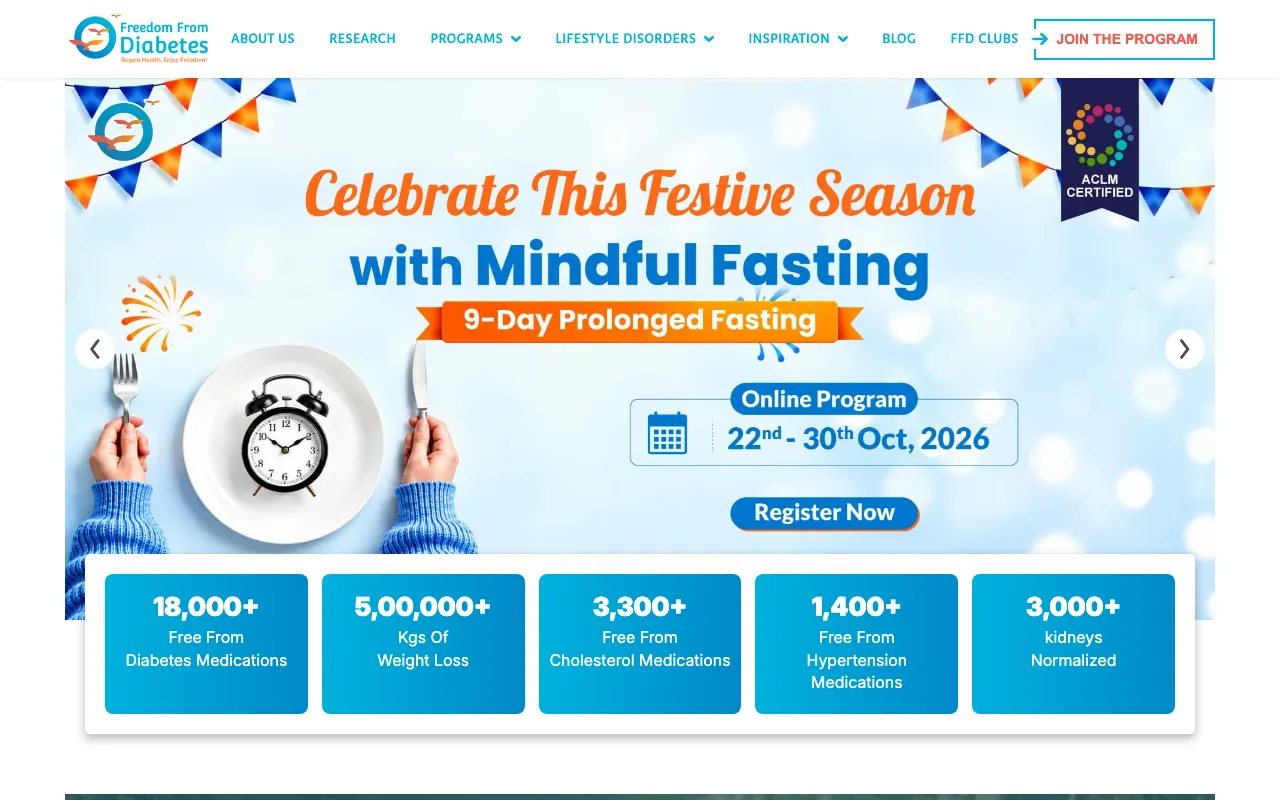 Freedom From Diabetes homepage screenshot