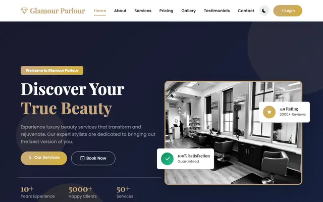 Parlour Website homepage screenshot