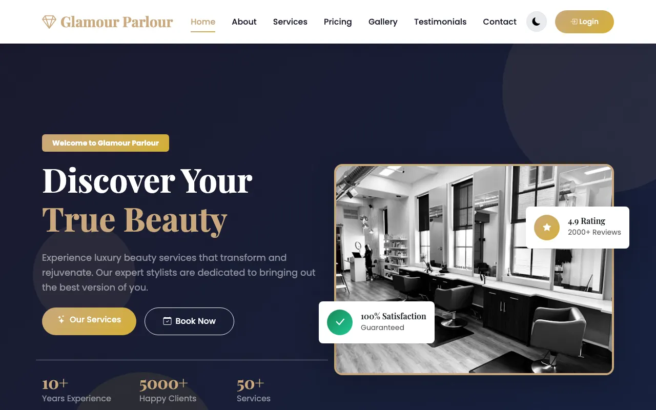 Parlour Website homepage screenshot