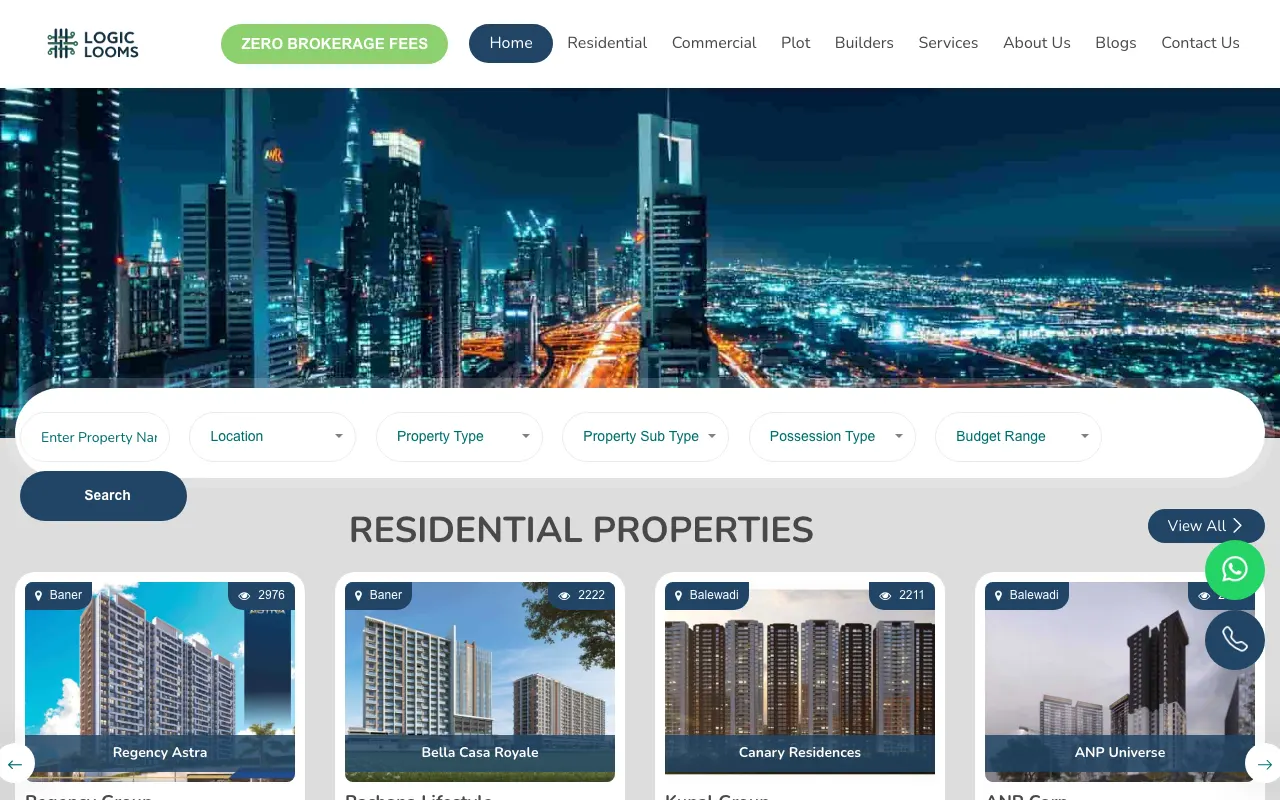 Property Builder Website homepage screenshot