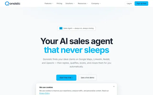 Qonsistic homepage screenshot