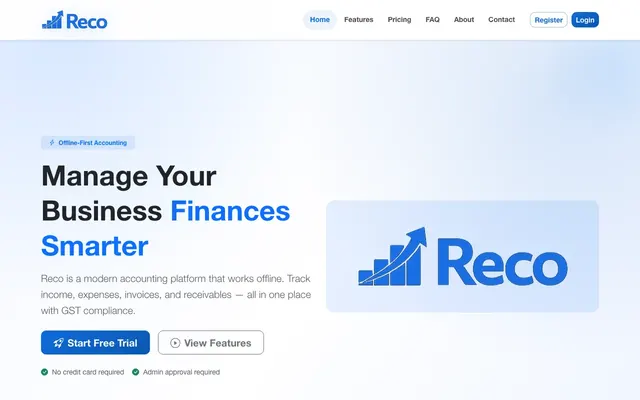 Reco homepage screenshot