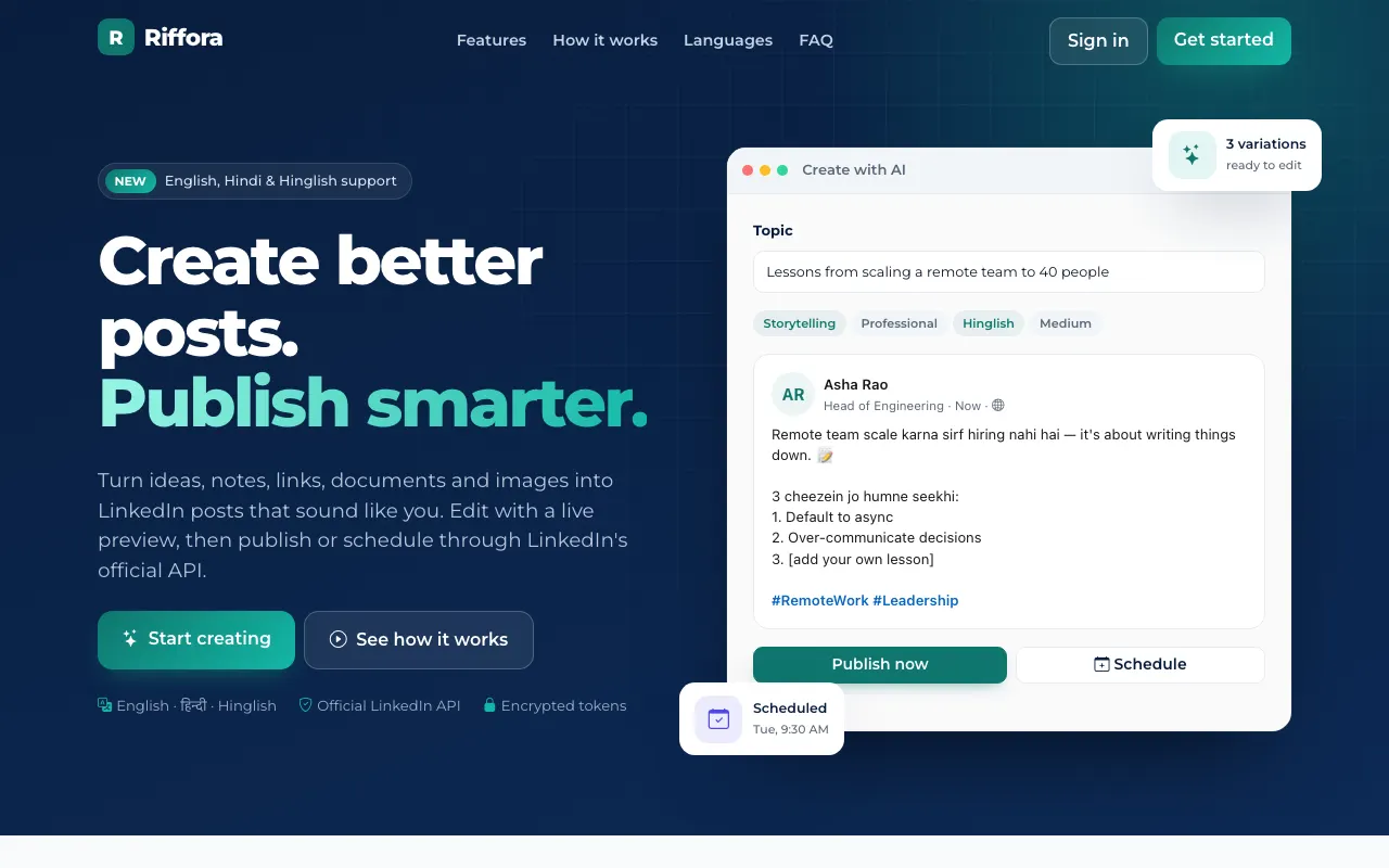 Riffora homepage screenshot