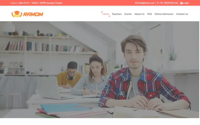School Management System homepage screenshot